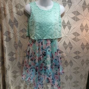 Amy Byer size 14 dress. Blues and greens with floral